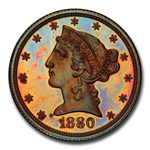 1880 $5 Liberty Half Eagle Pattern PR-66 PCGS (Red/Brown, J-1663)