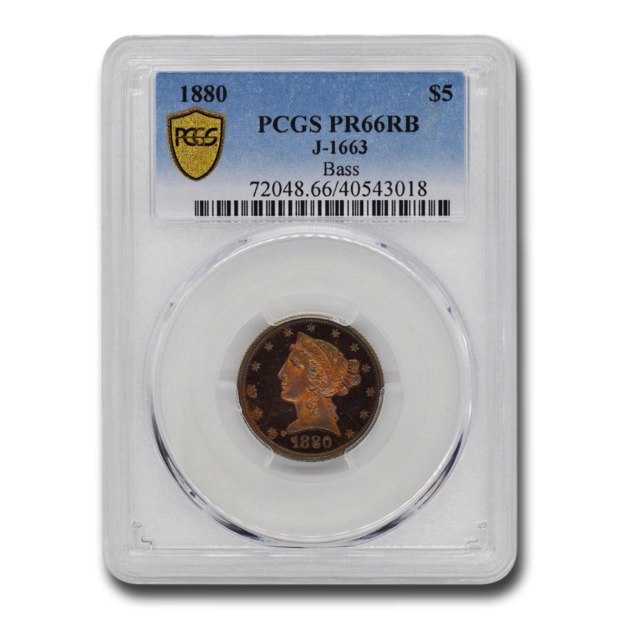 1880 $5 Liberty Half Eagle Pattern PR-66 PCGS (Red/Brown, J-1663)