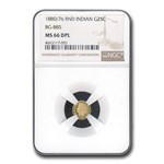 1880/76 Indian Round 25 Cent Gold MS-66 NGC (BG-885, DPL)