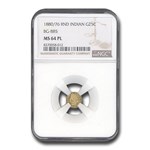 1880/76 Indian Round 25¢ Gold MS-64 NGC (PL, BG-885)