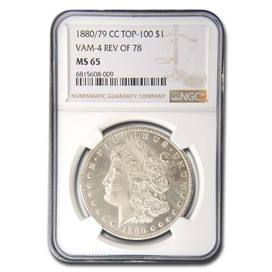 1880/79-CC Morgan Dollar MS-65 NGC (VAM-4 Rev of 78 Top-100) 1880/79-CC Morgan Dollar MS-65 NGC (VAM-4 Rev of 78 Top-100)