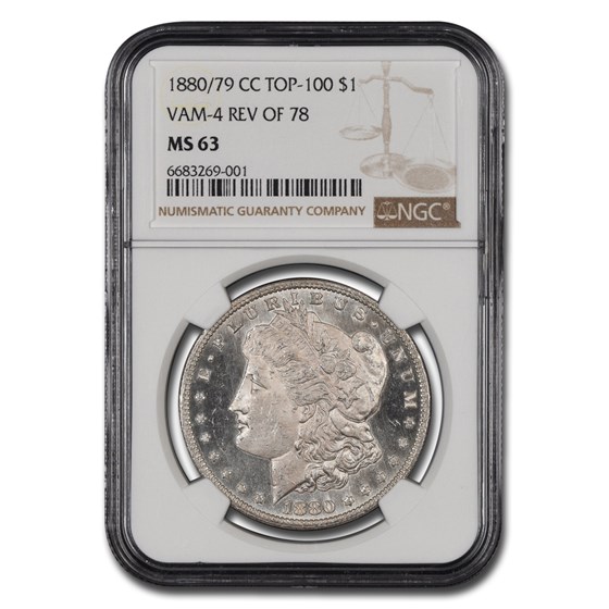 1880/79-CC Morgan Dollar Rev of 78 MS-63 NGC (VAM-4 Top-100) 1880/79-CC Morgan Dollar Rev of 78 MS-63 NGC (VAM-4 Top-100)