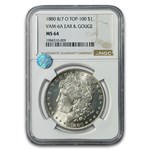 1880 8/7-O Morgan Dollar MS-64 NGC (VAM-6A Ear & Gouge)