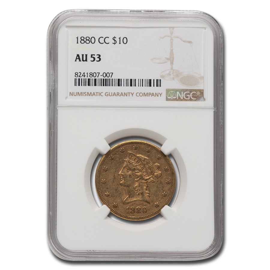 1880-CC $10 Liberty Gold Eagle AU-53 NGC