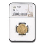 1880-CC $5 Liberty Gold Half Eagle AU-55 NGC