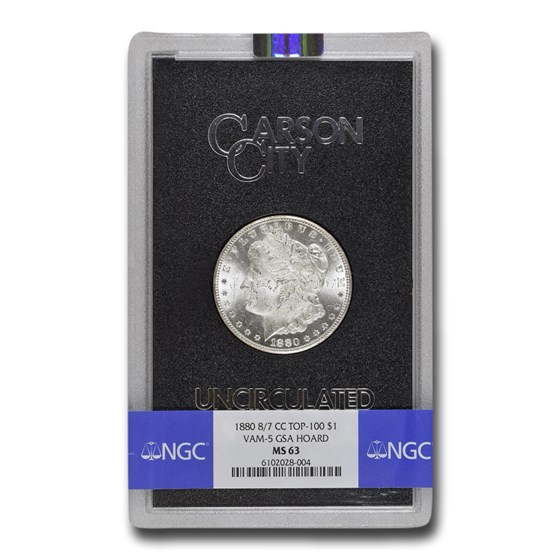 1880-CC Morgan Dollar 8/7 MS-63 NGC (GSA, Top-100 Vam-5) 1880-CC Morgan Dollar 8/7 MS-63 NGC (GSA, Top-100 Vam-5)