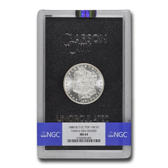 1880-CC Morgan Dollar 8/7 MS-64 NGC (GSA, VAM-6 Top-100) 1880-CC Morgan Dollar 8/7 MS-64 NGC (GSA, VAM-6 Top-100)