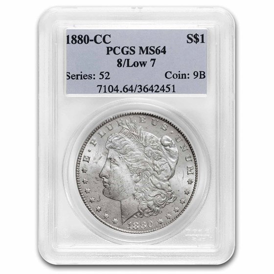 1880-CC Morgan Dollar MS-64 PCGS (8/Low 7) 1880-CC Morgan Dollar MS-64 PCGS (8/Low 7)