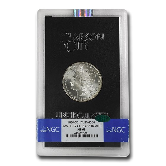 1880-CC Morgan Dollar MS-65 NGC CAC (VAM-7 Rev of 78, GSA) 1880-CC Morgan Dollar MS-65 NGC CAC (VAM-7 Rev of 78, GSA)