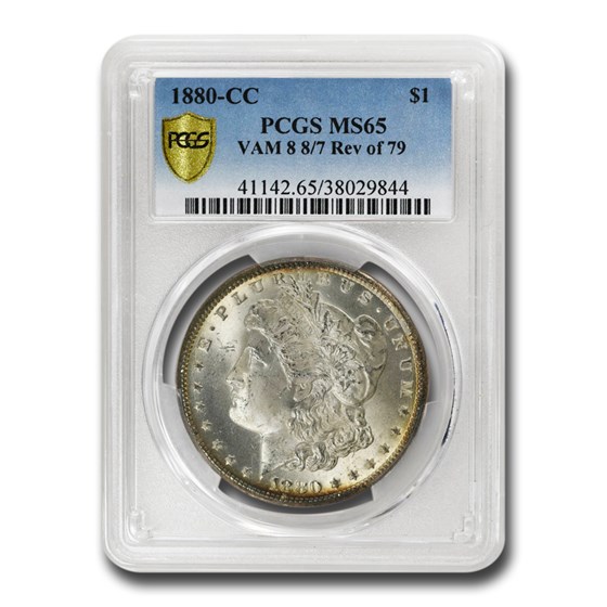 1880-CC Morgan Dollar MS-66 PCGS (VAM 8, 8/7 Rev of 79) 1880-CC Morgan Dollar MS-66 PCGS (VAM 8, 8/7 Rev of 79)