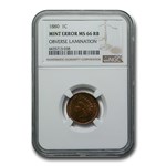 1880 Indian Head Cent MS-66 CACG (RB, Obv Lamination)
