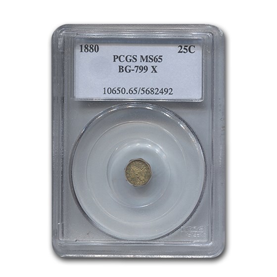 1880 Indian Octagonal 25¢ Gold MS-65 PCGS (BG-799 X)