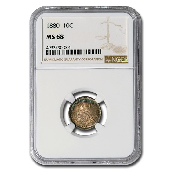 1880 Liberty Seated Dime MS-68 NGC 1880 Liberty Seated Dime MS-68 NGC