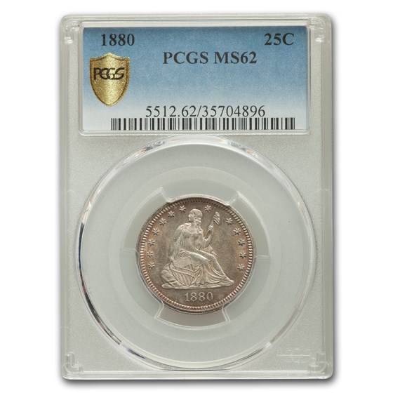 1880 Liberty Seated Quarter MS-62 PCGS 1880 Liberty Seated Quarter MS-62 PCGS