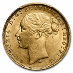 1880-M Australia Gold Sovereign Young Victoria AU-58 PCGS