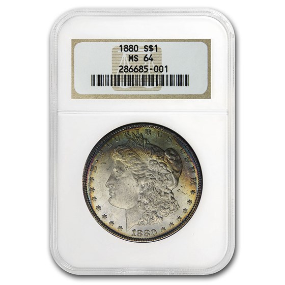 1880 Morgan Dollar MS-64 NGC (Old Gen Holder, Beautifully Toned) 1880 Morgan Dollar MS-64 NGC (Old Gen Holder, Beautifully Toned)