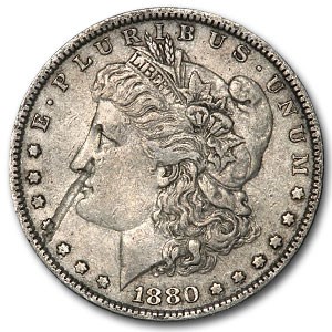 1880 Morgan Dollar XF (Obv Strike-thru) 1880 Morgan Dollar XF (Obv Strike-thru)