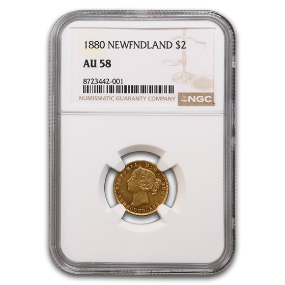 1880 Newfoundland Gold $2.00 AU-58 NGC