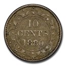 1880 Newfoundland Silver 10 Cents Victoria XF-45 PCGS