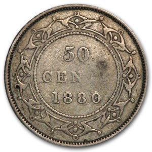 1880 Newfoundland Silver 50 Cents Victoria VF 1880 Newfoundland Silver 50 Cents Victoria VF