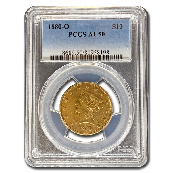 1880-O $10 Liberty Gold Eagle AU-50 PCGS 1880-O $10 Liberty Gold Eagle AU-50 PCGS