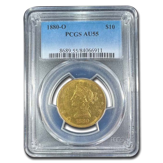 1880-O $10 Liberty Gold Eagle AU-55 PCGS 1880-O $10 Liberty Gold Eagle AU-55 PCGS