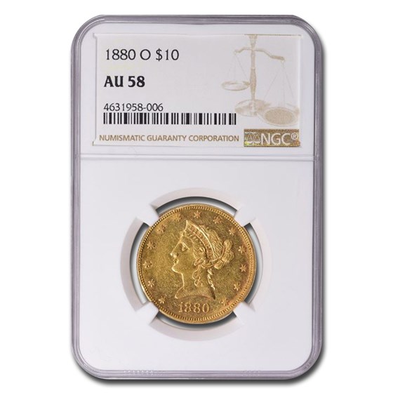 1880-O $10 Liberty Gold Eagle AU-58 NGC