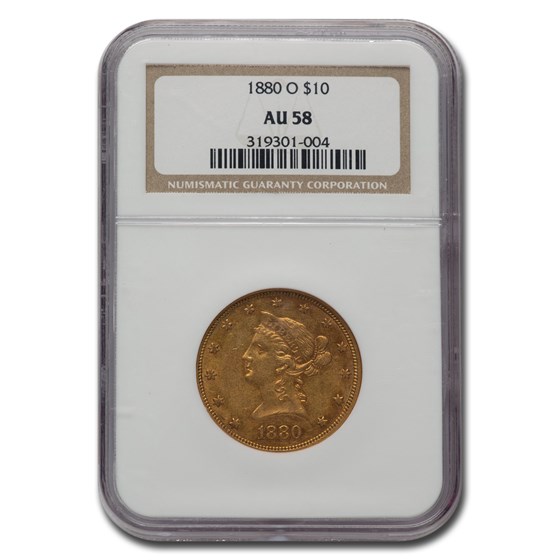 1880-O $10 Liberty Gold Eagle AU-58 NGC 1880-O $10 Liberty Gold Eagle AU-58 NGC