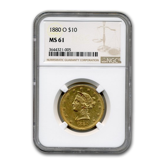1880-O $10 Liberty Gold Eagle MS-61 NGC 1880-O $10 Liberty Gold Eagle MS-61 NGC