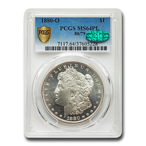 1880-O Morgan Dollar MS-64 PL PCGS CAC (80/79) 1880-O Morgan Dollar MS-64 PL PCGS CAC (80/79)