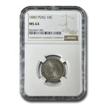 1880 Peru 10 Centavos MS-64 NGC