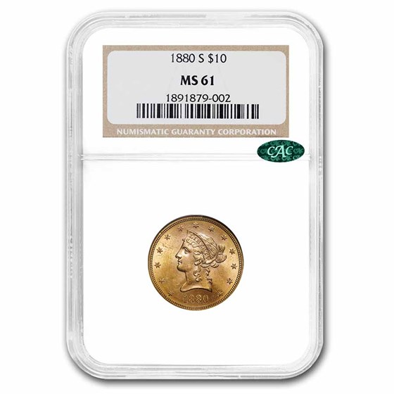 1880-S $10 Liberty Gold Eagle MS-61 NGC CAC 1880-S $10 Liberty Gold Eagle MS-61 NGC CAC