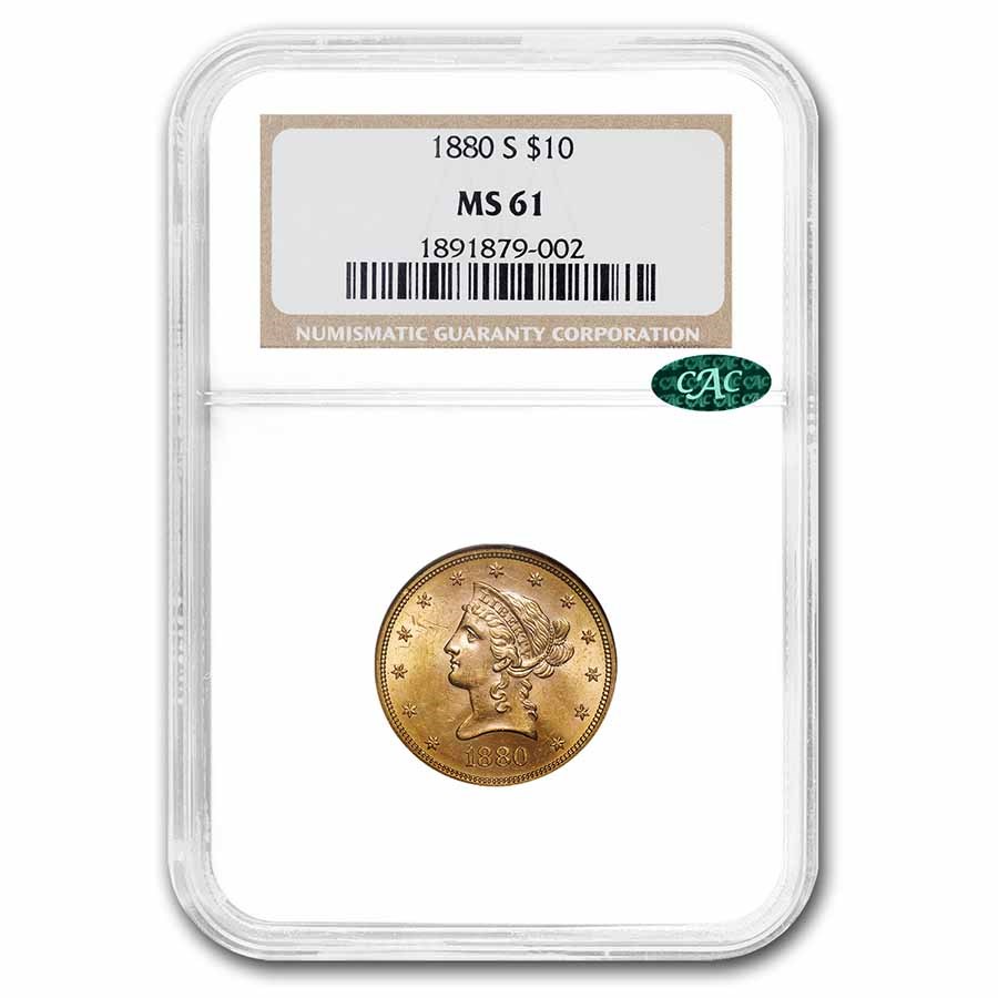 1880-S $10 Liberty Gold Eagle MS-61 NGC CAC