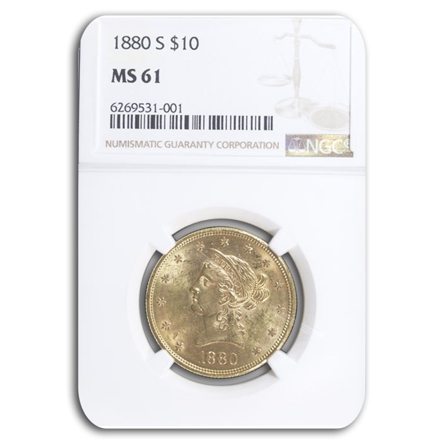 1880-S $10 Liberty Gold Eagle MS-61 NGC