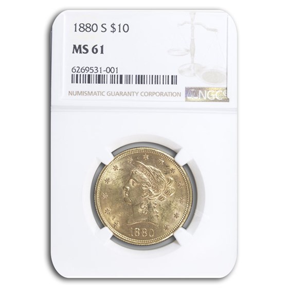 1880-S $10 Liberty Gold Eagle MS-61 NGC 1880-S $10 Liberty Gold Eagle MS-61 NGC