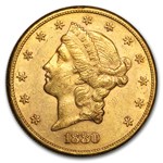 1880-S $20 Liberty Gold Double Eagle AU