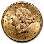 1880-S $20 Liberty Gold Double Eagle MS-60 PCGS