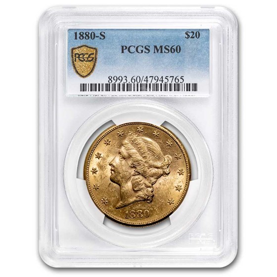 1880-S $20 Liberty Gold Double Eagle MS-60 PCGS 1880-S $20 Liberty Gold Double Eagle MS-60 PCGS
