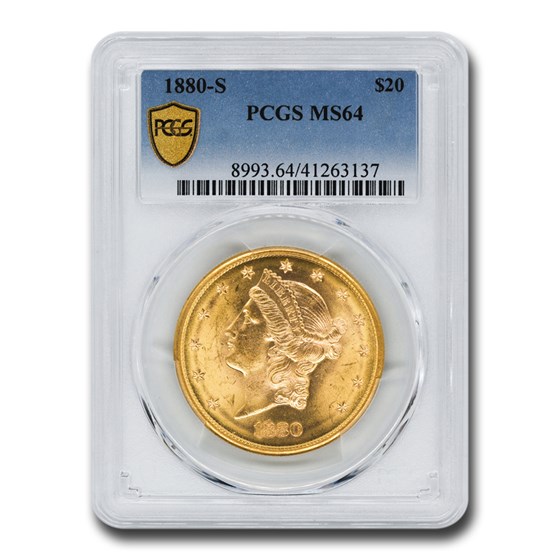 1880-S $20 Liberty Gold Double Eagle MS-64 PCGS 1880-S $20 Liberty Gold Double Eagle MS-64 PCGS