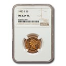 1880-S $5 Liberty Gold Half Eagle MS-62+ NGC (PL) 1880-S $5 Liberty Gold Half Eagle MS-62+ NGC (PL)