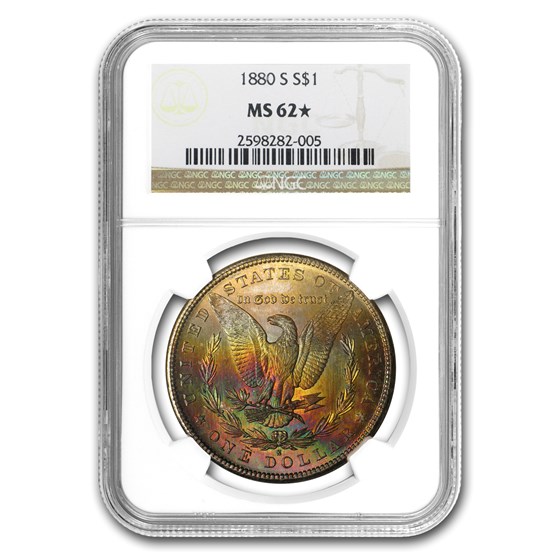 1880-S Morgan Dollar MS-62* NGC CAC (Beautiful Reverse Toning) 1880-S Morgan Dollar MS-62* NGC CAC (Beautiful Reverse Toning)