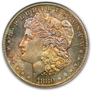 1880-S Morgan Dollar MS-62 NGC (Flashy Obv Toning) 1880-S Morgan Dollar MS-62 NGC (Flashy Obv Toning)