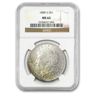 1880-S Morgan Dollar MS-64 NGC (Vibrant Rainbow Obv) 1880-S Morgan Dollar MS-64 NGC (Vibrant Rainbow Obv)