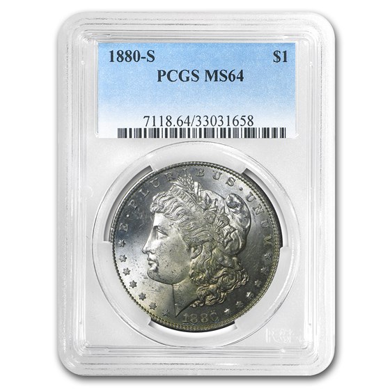 1880-S Morgan Dollar MS-64 PCGS (Golden Obv Crest) 1880-S Morgan Dollar MS-64 PCGS (Golden Obv Crest)