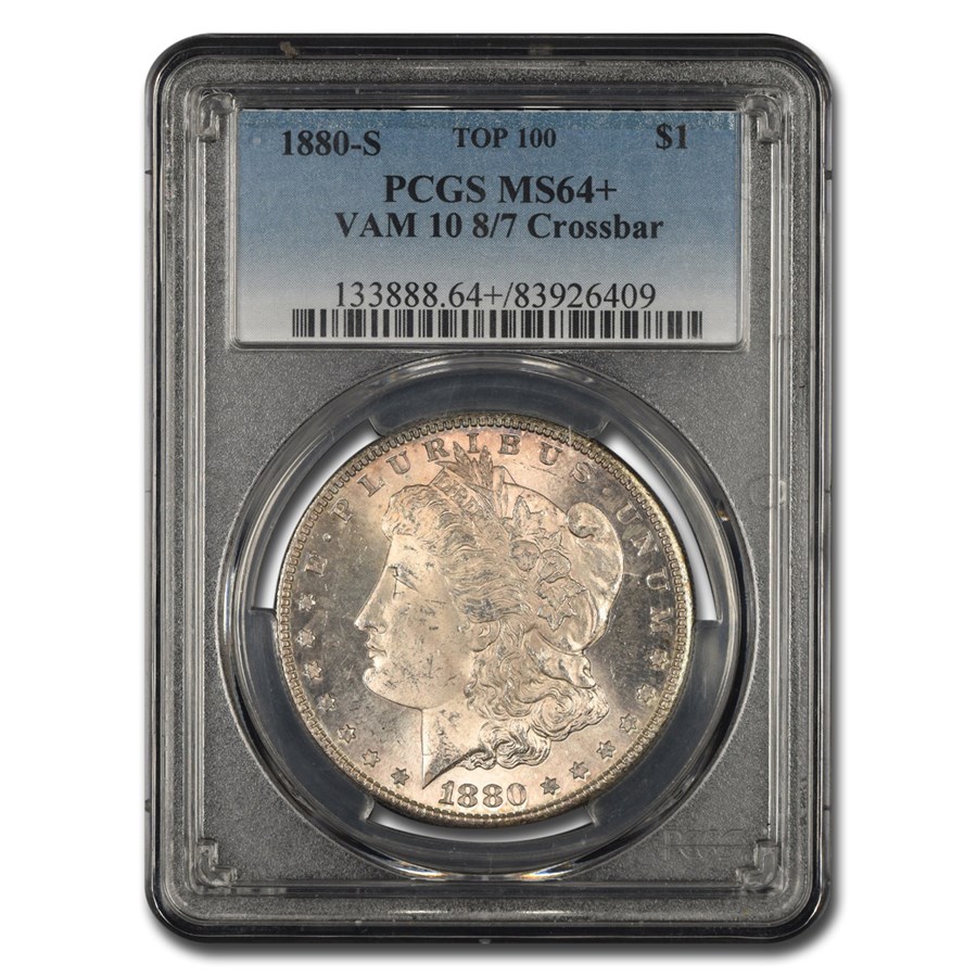1880-S Morgan Dollar MS-64+ PCGS (VAM 10 8/7 Crossbar)