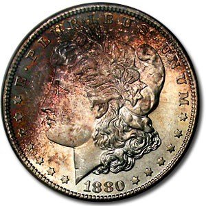 1880-S Morgan Dollar MS-65 NGC (Unique Smoke Toning Obv) 1880-S Morgan Dollar MS-65 NGC (Unique Smoke Toning Obv)
