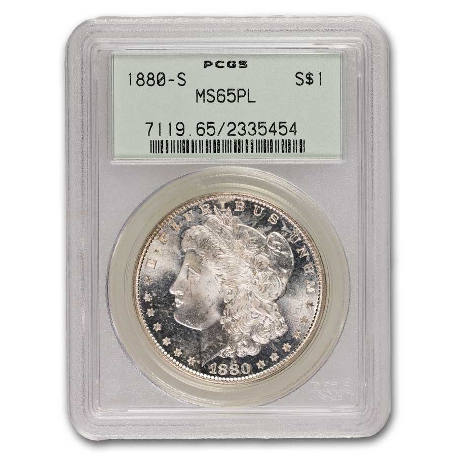 1880-S Morgan Dollar MS-65PL PCGS (Early Green Label)