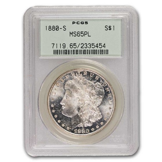 1880-S Morgan Dollar MS-65PL PCGS (Early Green Label) 1880-S Morgan Dollar MS-65PL PCGS (Early Green Label)