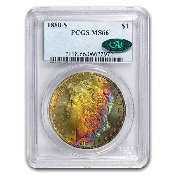 1880-S Morgan Dollar MS-66 PCGS (CAC, Obv Rainbow) 1880-S Morgan Dollar MS-66 PCGS (CAC, Obv Rainbow)