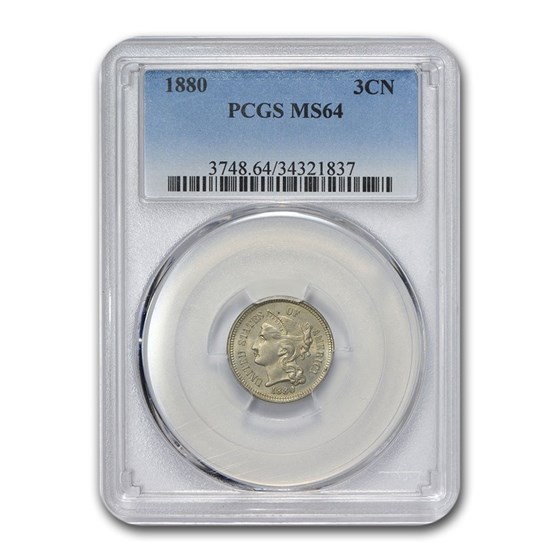 1880 Three Cent Nickel MS-64 PCGS 1880 Three Cent Nickel MS-64 PCGS